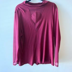 LF Emma + Sam red long sleeve mesh and cotton top